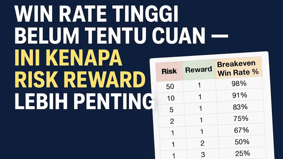 Dulu saya pikir, kalau mau konsisten cuan dari saham, ya win rate harus tinggi. Minimal 70%, bahkan saya sempat nargetin 80% tiap bulan. Rasanya nggak mungkin bisa profit kalau dari 10 transaksi, cuma 3 atau 4 yang kena target.