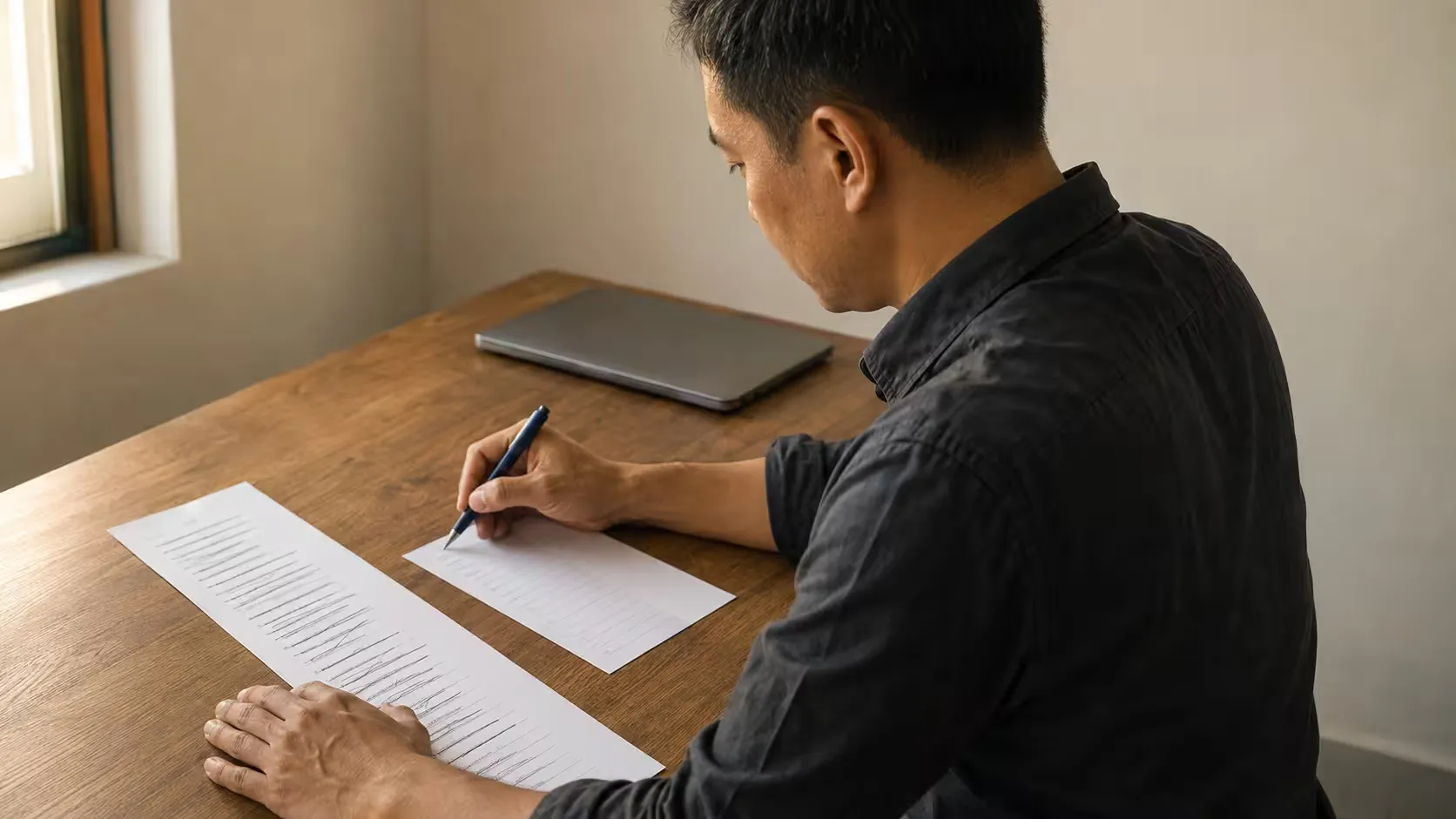 Mencoret baris satu per satu dari daftar skill yang saya tulis sendiri
